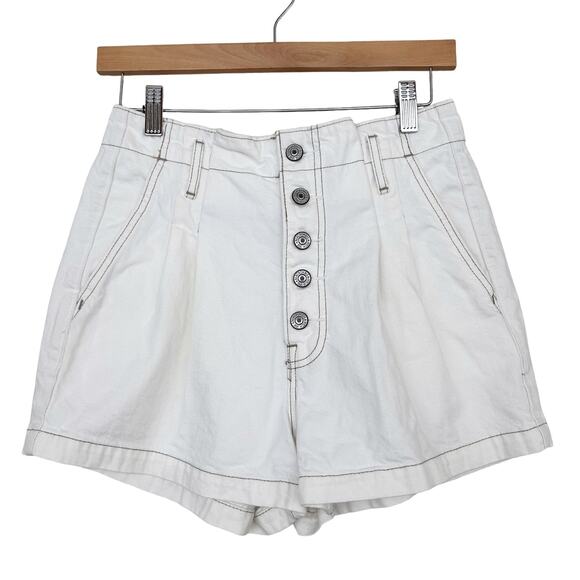 Abercrombie White Button Fly Natural Rise Shorts Sz 27 - Picture 1 of 5
